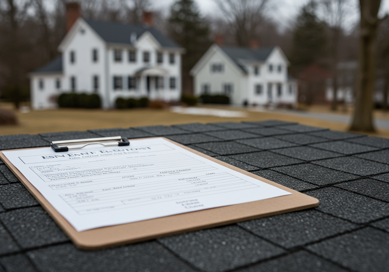 A clean, organized roofing job site in a Columbia neighborhood with protective tarps and a professional crew