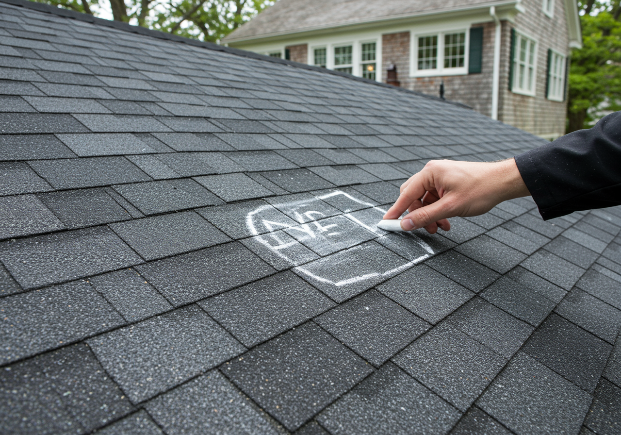 Hail Bruising on a Greenwich Architectural Shingle Roof