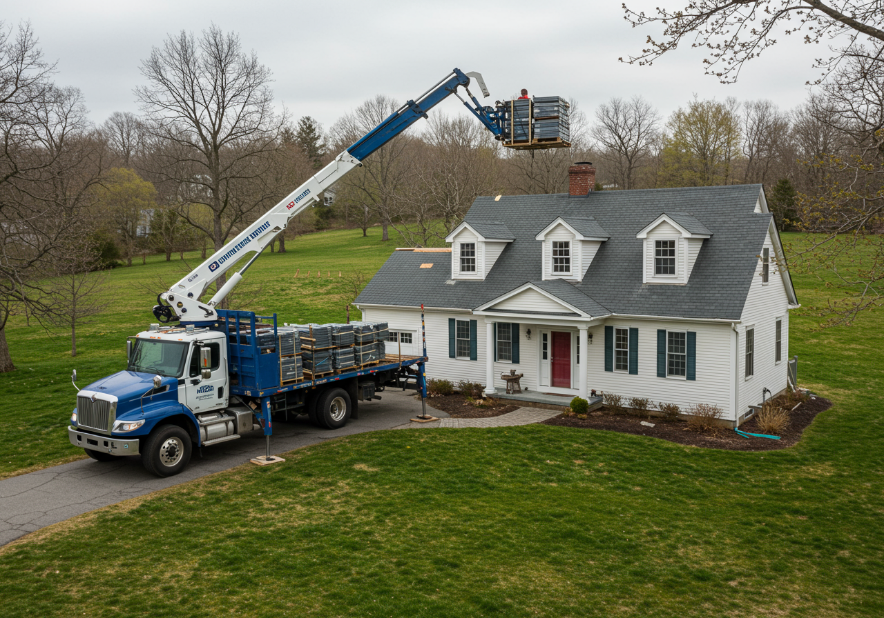 A high-contrast architectural shingle roof on a Winsted home