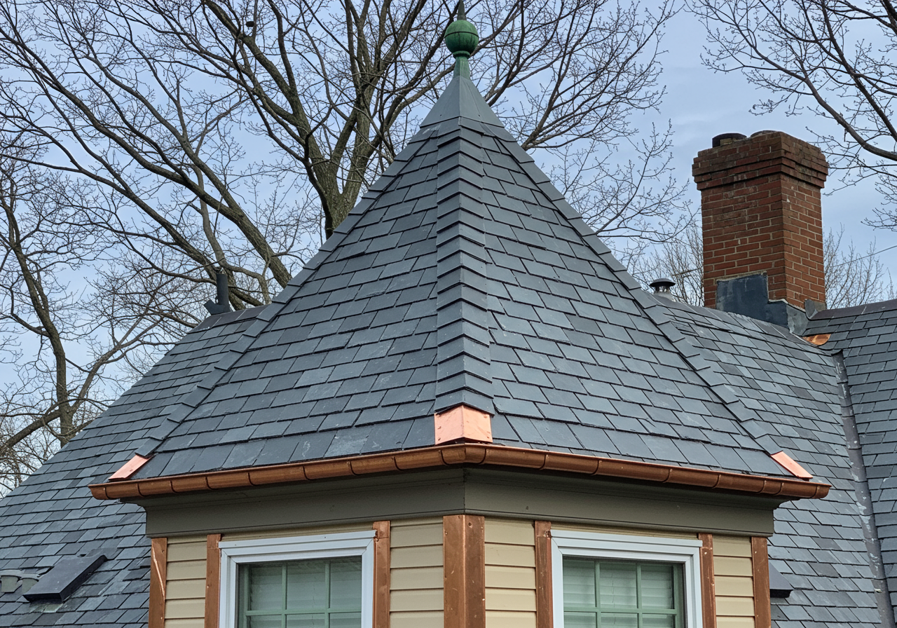 Layered Shingles on a Historic Meriden Roofline
