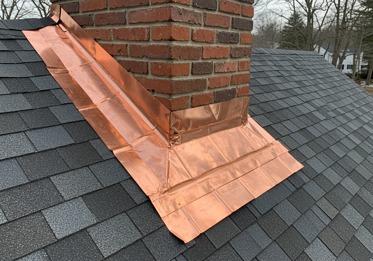 Roof flashing inspection in Shelton, Connecticut